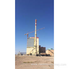 Biomass fuel boiler free-standing chimney